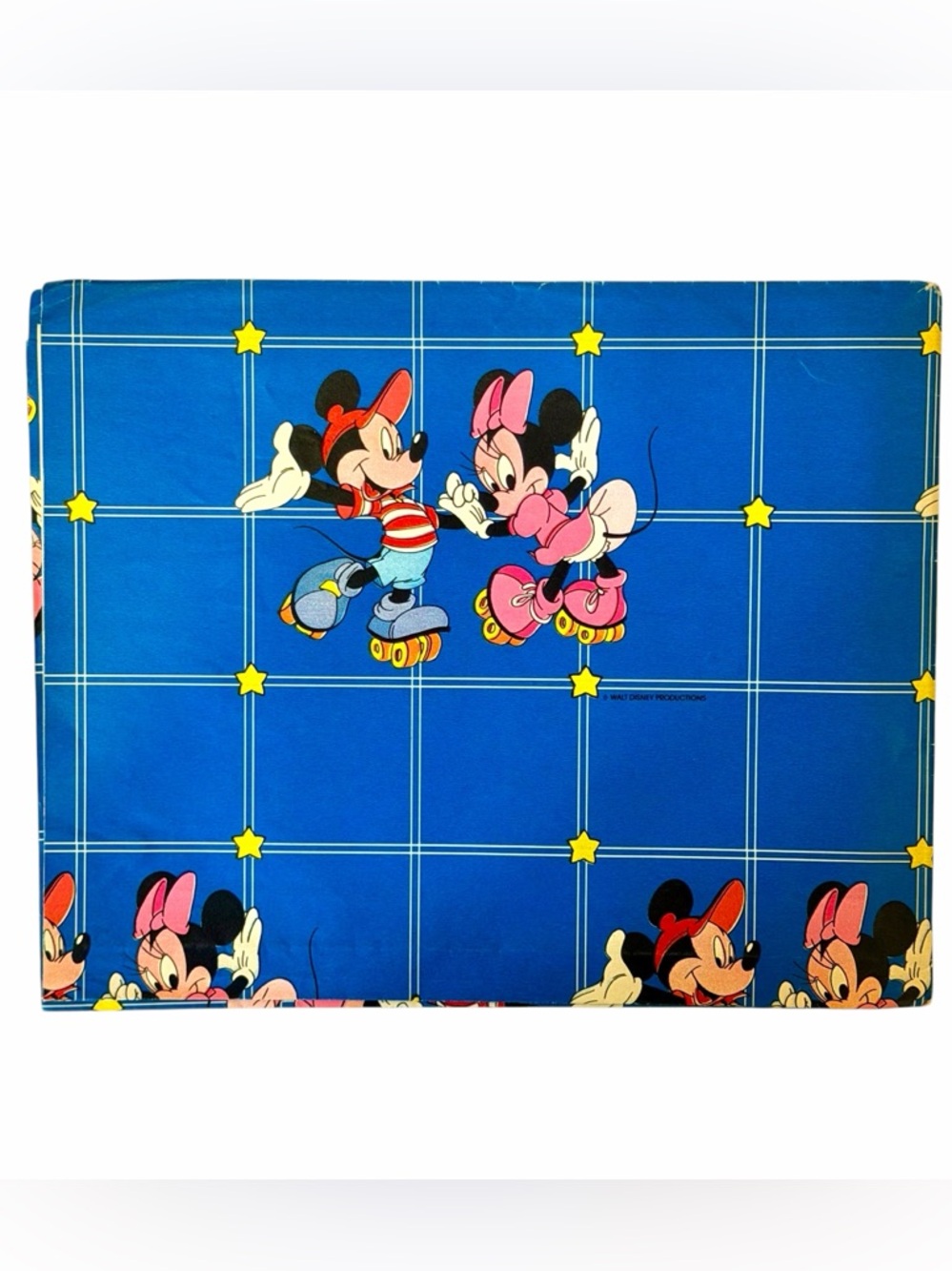 Disney Vintage 1980’s Mickey and Minnie Rollerskating wrapping paper Sheet- Rare
